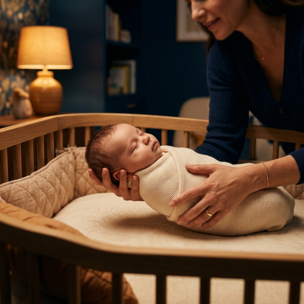 Bebê Adormecendo Suavemente no Berço