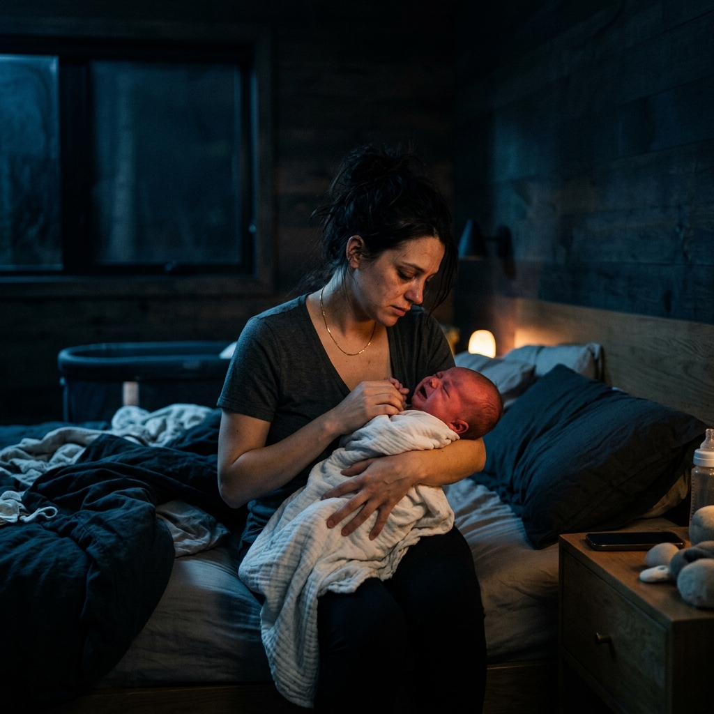 Mãe e Bebê Acordados na Madrugada